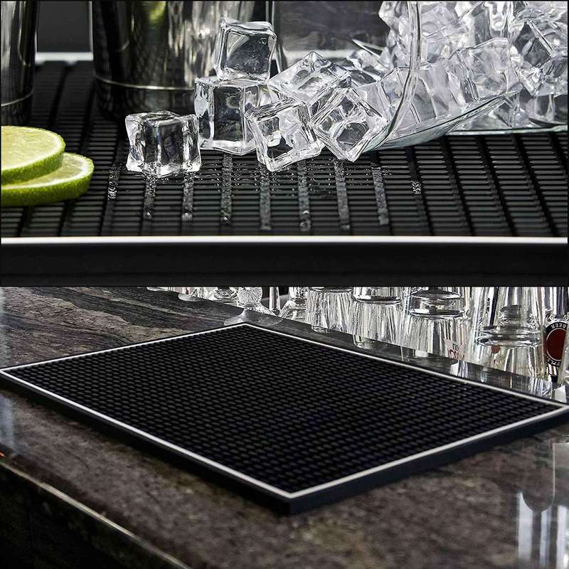 2 Pack Bar Mat, 12X6X0.4 Inch Thicken Rubber Bar Service Mat, Duty Anti-Slip Countertop Drink Spill