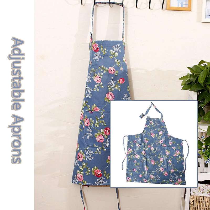 2 Pack Apronner Bib Aprons for Women Soft Cotton Linen Kitchen Cooking Chef Apron with Pockets Adju