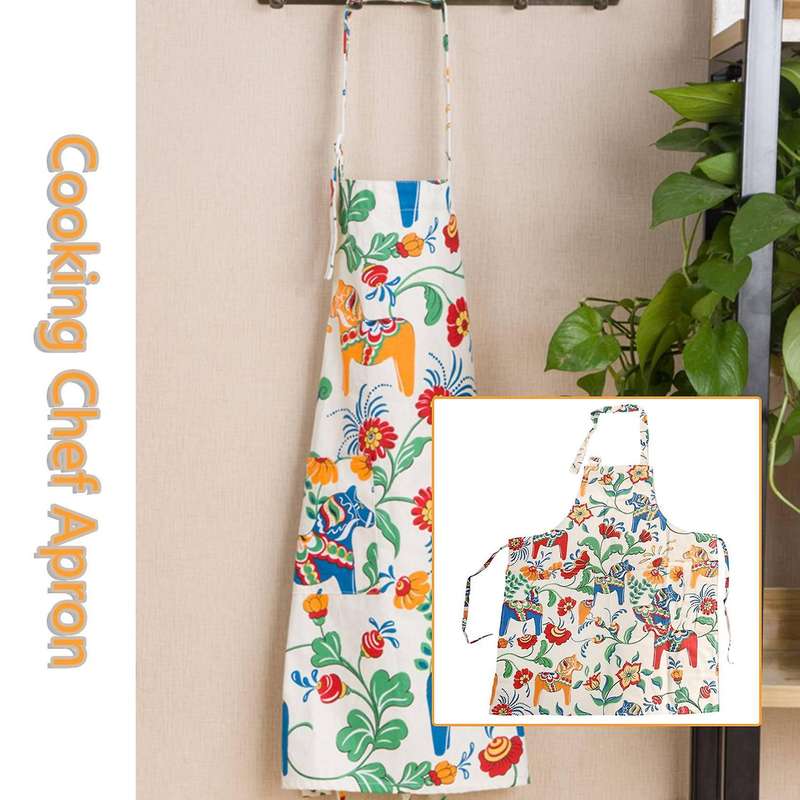2 Pack Apronner Bib Aprons for Women Soft Cotton Linen Kitchen Cooking Chef Apron with Pockets Adju