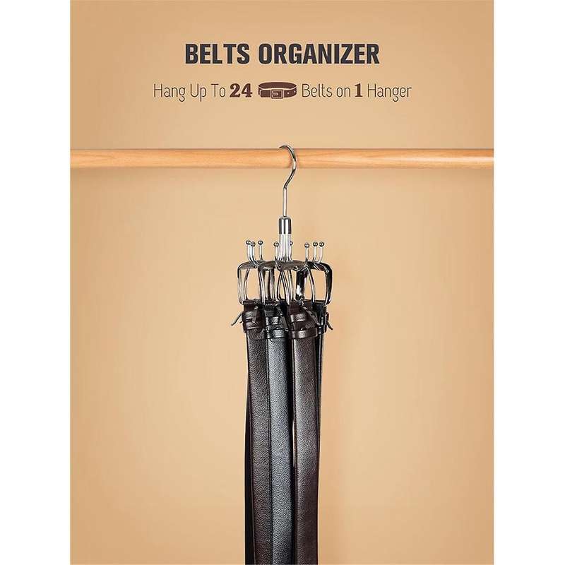 2 Pack Belt Hanger, Belt Rack Closet Accessories Organizer, Maximum 24 Storage Capacity, Hanging Ho