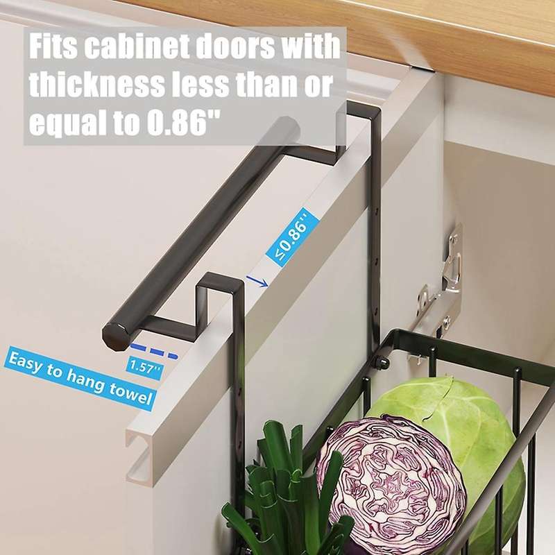 2 Pack Cabinet Door Organizer with Towel Bar, Over The Cabinet Door Storage