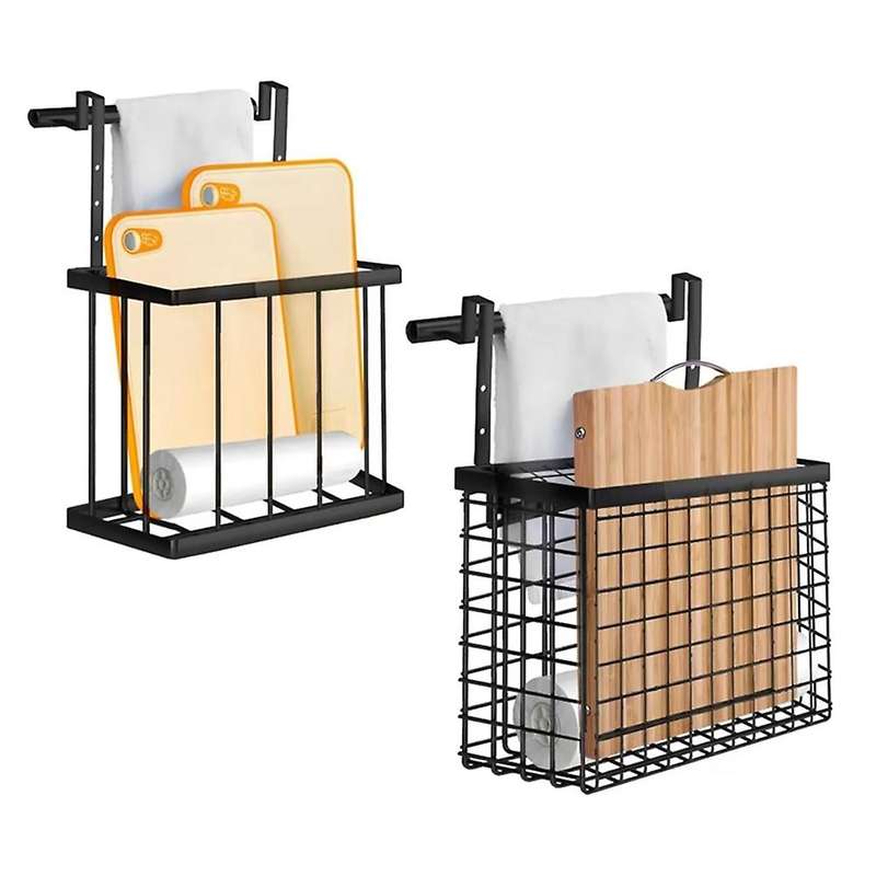 2 Pack Cabinet Door Organizer with Towel Bar, Over The Cabinet Door Storage