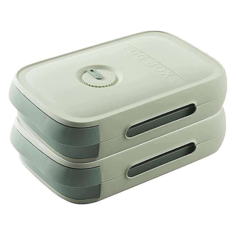 2 Pack Egg Storage Box,Refrigerator Egg Trays Egg Holder Container with Date Reminder,for Kitchen S