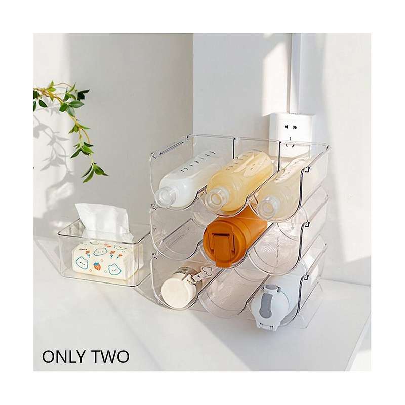 2 Pack Container Organizer Holder, Kitchen Pantry, Refrigerator Tissue and Storage Bin, Stackable C
