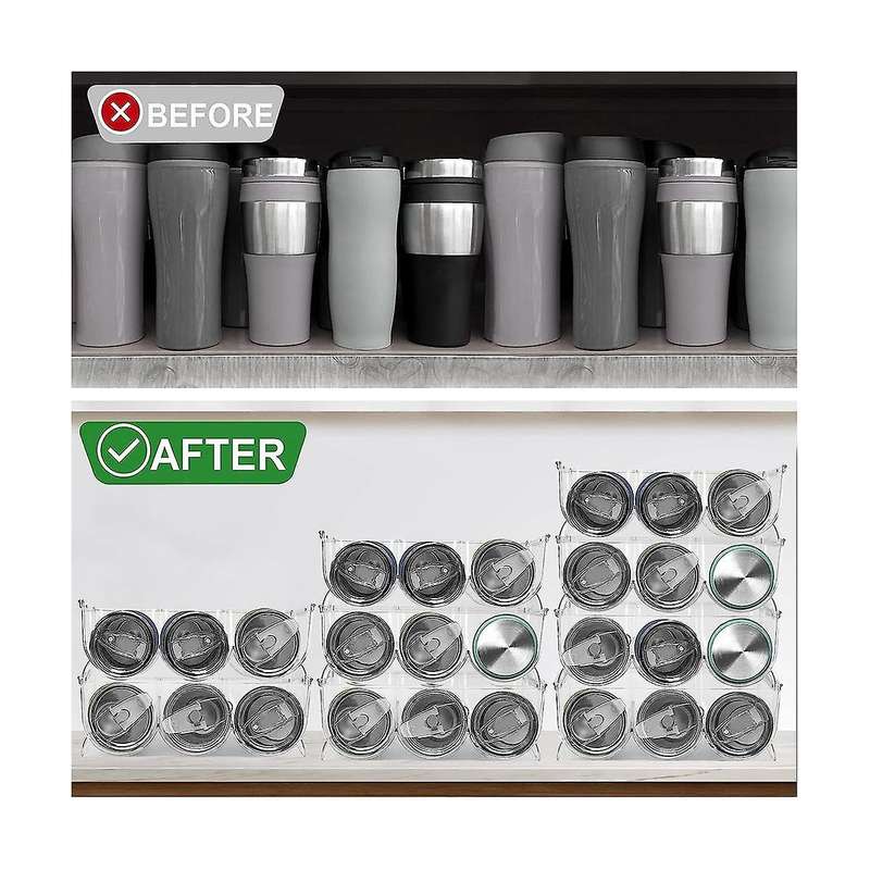 2 Pack Container Organizer Holder, Kitchen Pantry, Refrigerator Tissue and Storage Bin, Stackable C
