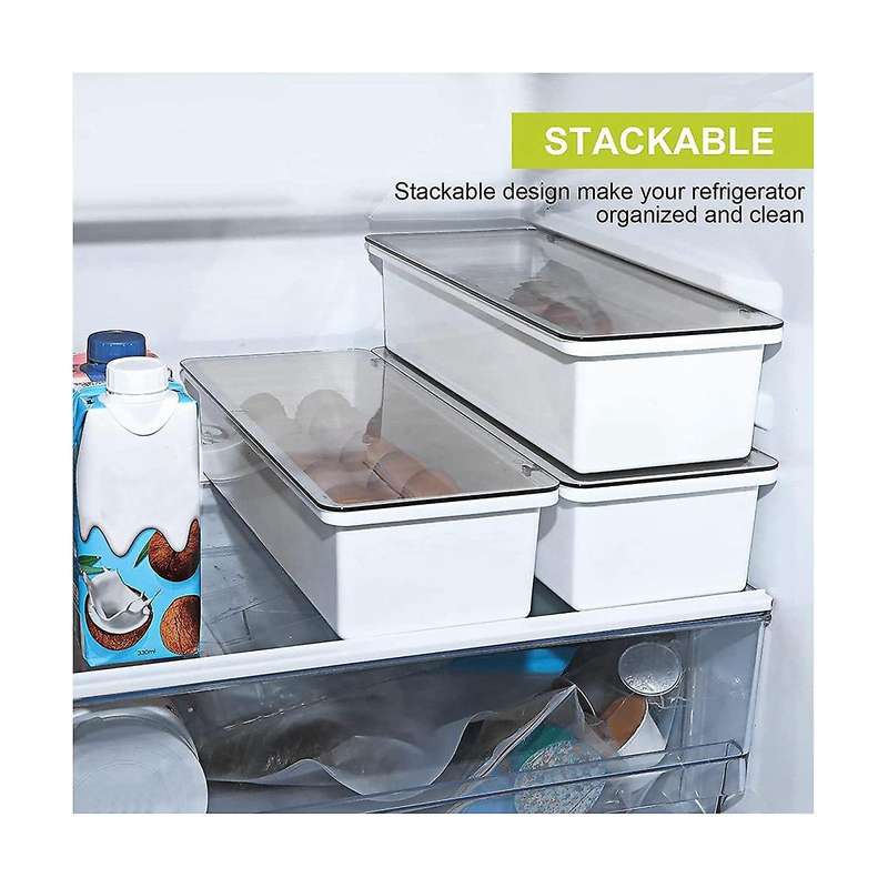 2 Pack Egg Holder for Refrigerator, 12 Grid Plastic Egg Storage Container, Refrigerator Organizer B