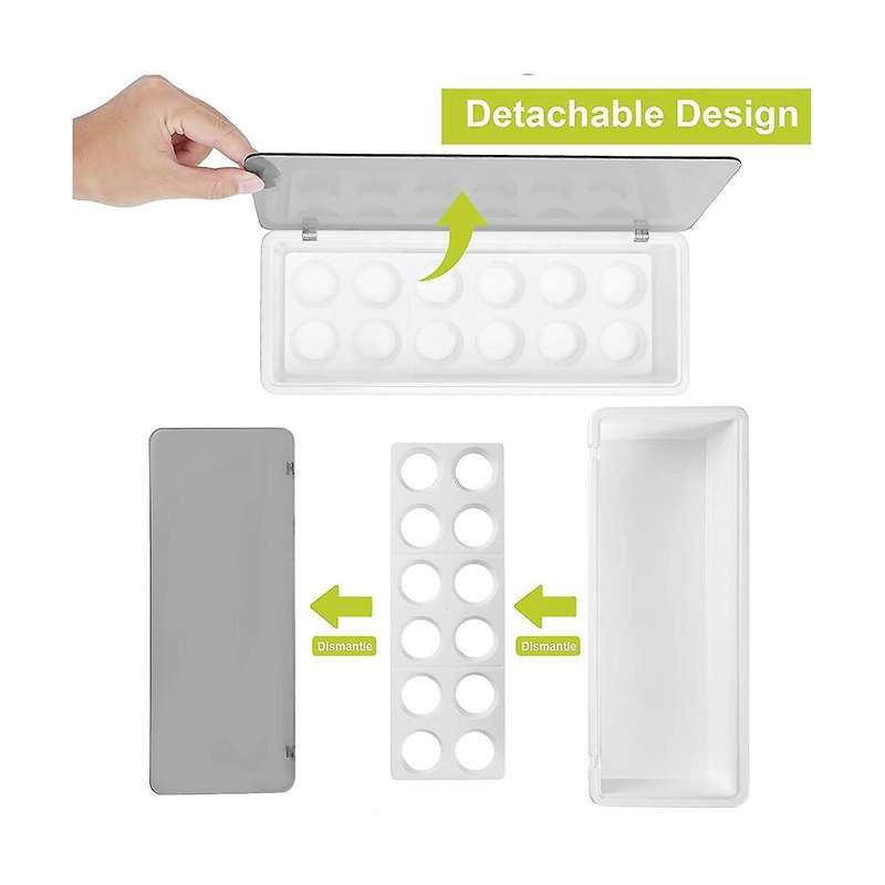 2 Pack Egg Holder for Refrigerator, 12 Grid Plastic Egg Storage Container, Refrigerator Organizer B