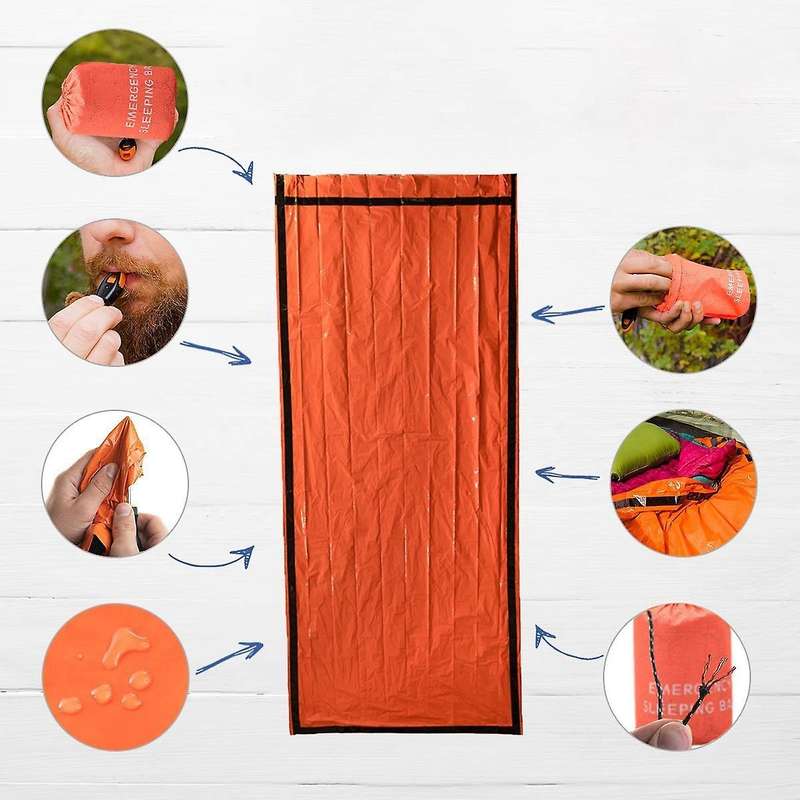 2 Pack Emergency Sleeping Bag,Survival Bag,Emergency Blanket Reflective Lining Thermal Sleeping Bag