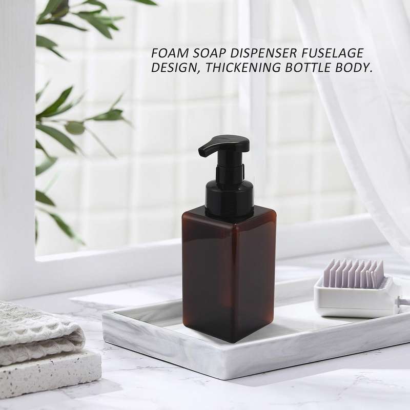 2 Pack Foaming Soap Dispenser 15Oz Refillable Foam Liquid Empty Plastic Pump Bottle Container - Brow