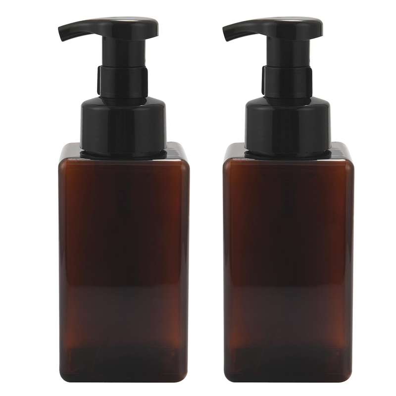2 Pack Foaming Soap Dispenser 15Oz Refillable Foam Liquid Empty Plastic Pump Bottle Container - Brow