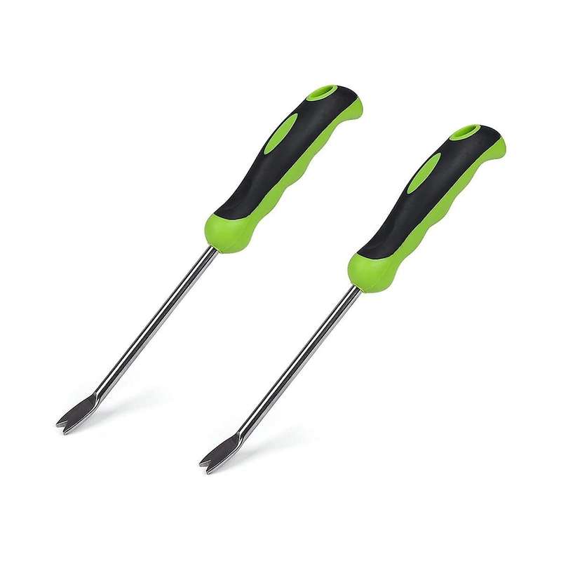 2 Pack Garden Hand Weeder Tool with Ergonomic Handle Stainless Steel Garden Lawn Weed Puller Soil L