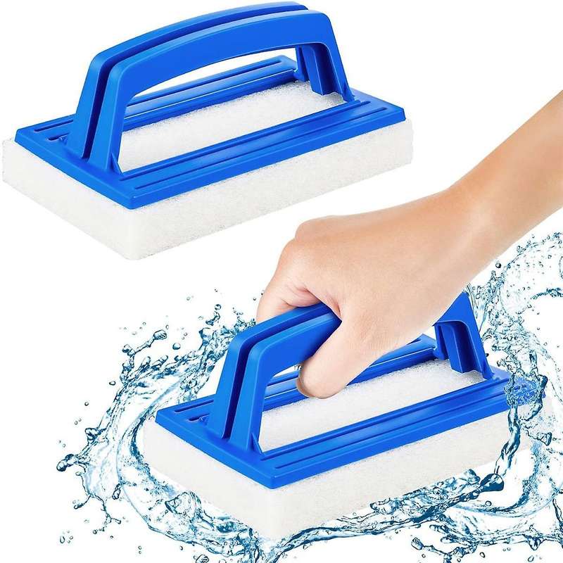 2 Pack Hand- Pool Scrub Brush,scrubbing Scouring Sponge Pad for Cleaning Scrubber, Kitchen,bathroom