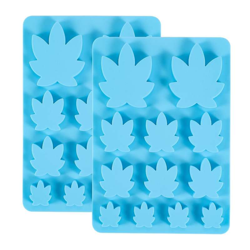 2 Pack Gummy Leaf Silicone Mold, Chocolate Gummy Ice-cube Molds -blue