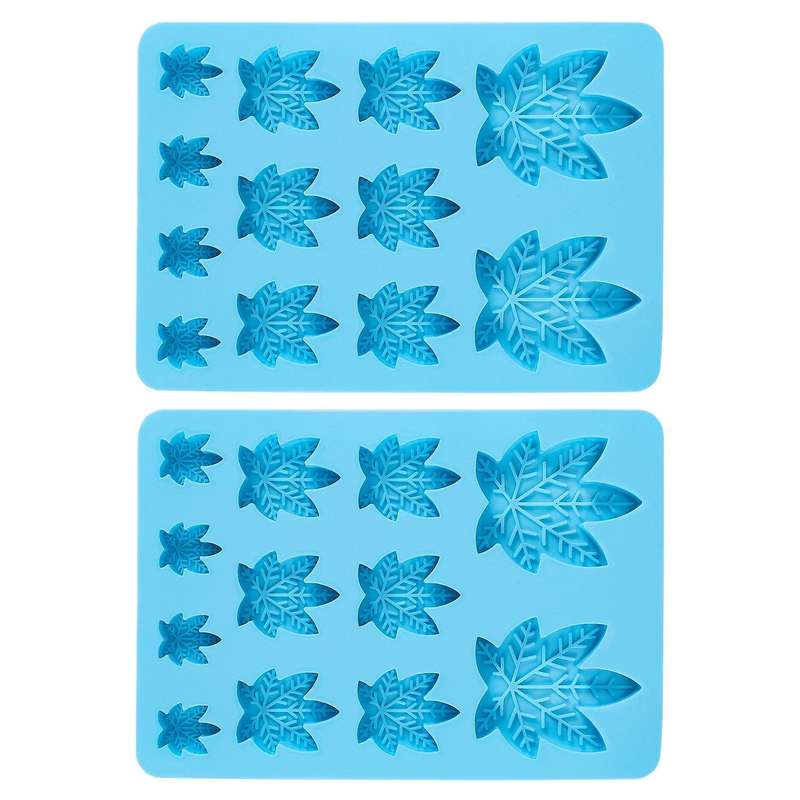 2 Pack Gummy Leaf Silicone Mold, Chocolate Gummy Ice-cube Molds -blue