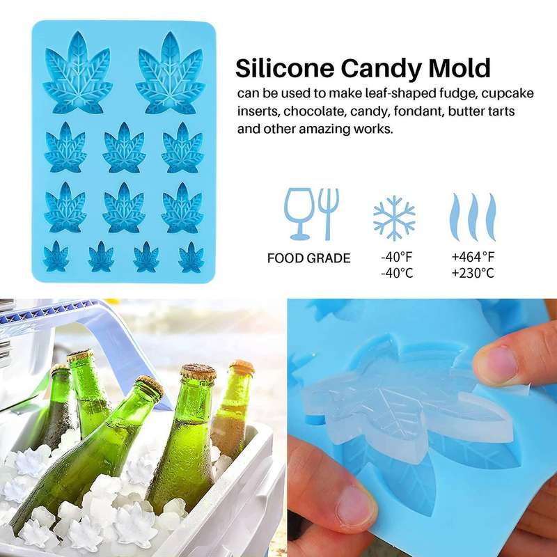 2 Pack Gummy Leaf Silicone Mold, Chocolate Gummy Ice-cube Molds -blue