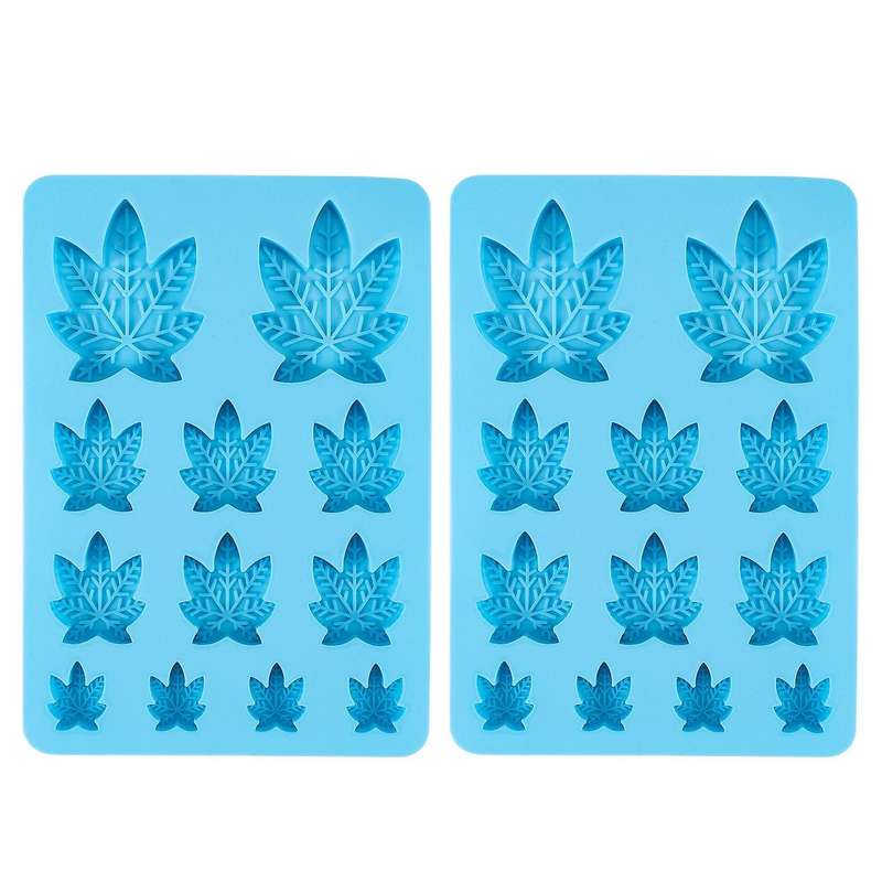2 Pack Gummy Leaf Silicone Mold, Chocolate Gummy Ice-cube Molds -blue
