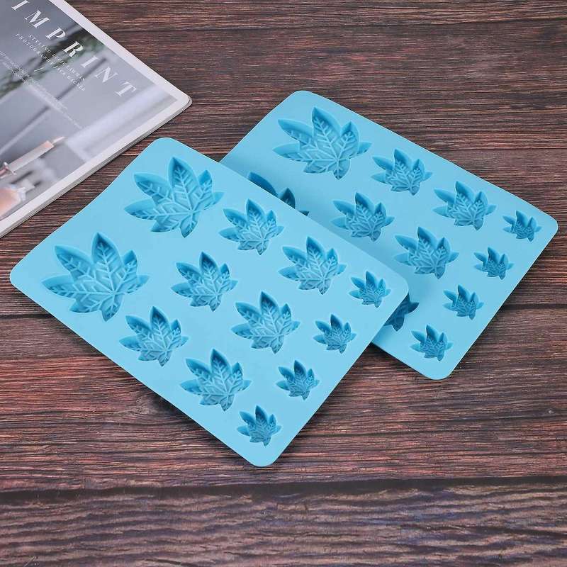2 Pack Gummy Leaf Silicone Mold, Chocolate Gummy Ice-cube Molds -blue