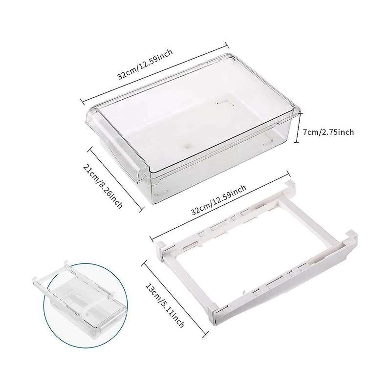 2 Pack Fridge Organizer, Pull Out Fridge Drawer Organizer, Fridge Storage Box, Clear Container Food