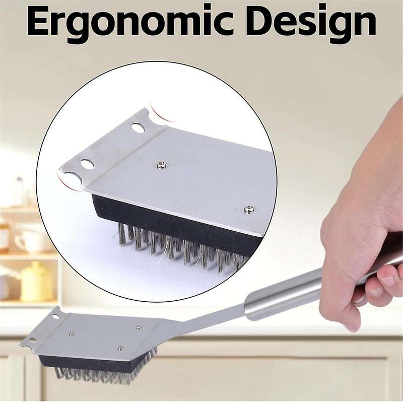 2 Pack Grill Brush, 16.5Inch & 14Inch Wire BBQ Grill Brush for Outdoor Grill, Stainless Steel Cleani