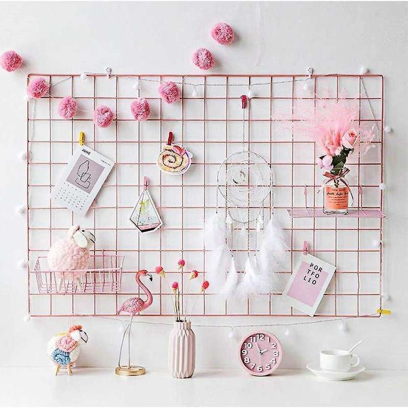 2 Pack Grid Wall Panels Metal Wire Wall Deco Hanging Picture Multifunction Photo Hanging Display Wal