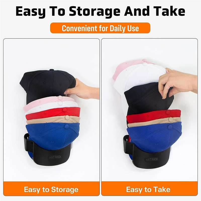 2 Pack Hat Rack for Wall, Hat Organizer for Baseball Caps, 2 In 1 Hat Racks for Baseball Caps with H