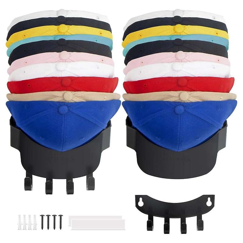 2 Pack Hat Rack for Wall, Hat Organizer for Baseball Caps, 2 In 1 Hat Racks for Baseball Caps with H