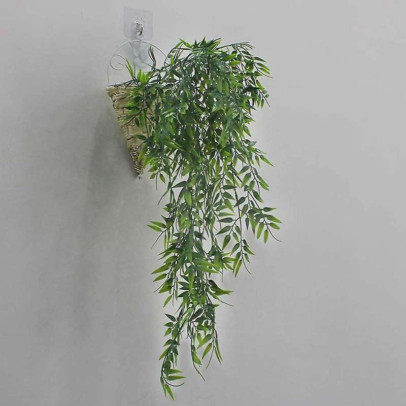 2 Pack Hanging Artificial Plants Bamboo Faux Hanging Bamboo Leaves Weeping Drooping Plant for Indoor