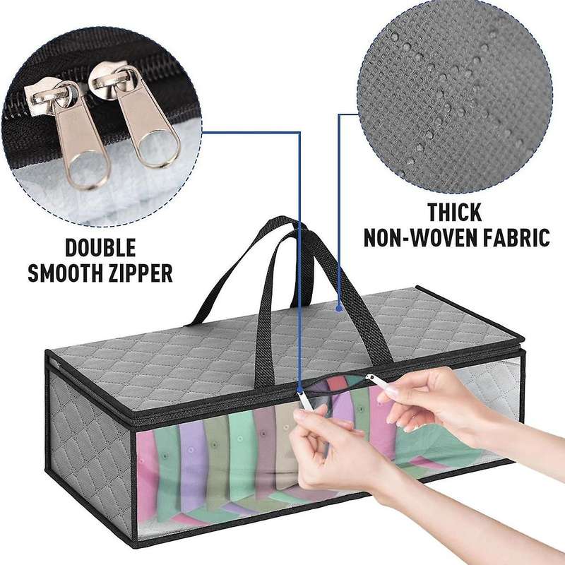2 Pack Hat Storage Bag for Baseball, Caps Hat Organizer Case Hat Holder Rack with 2 Carry Handles F