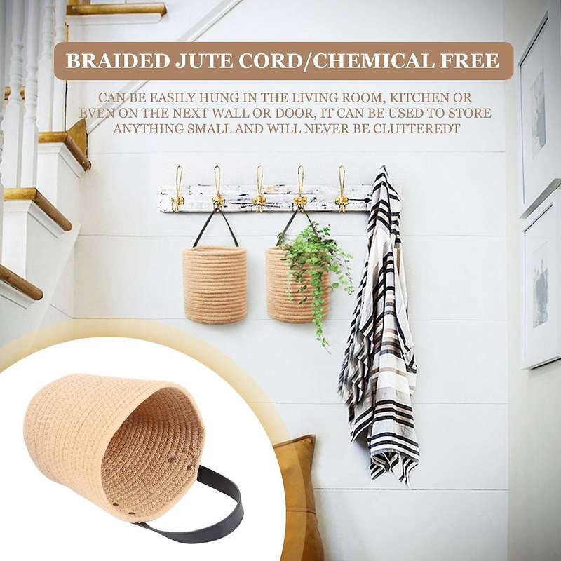 2 Pack Hanging Basket - 7.87 X 7 Inch Small Woven Fern Hanging Basket Flower Plants, Woven Basket