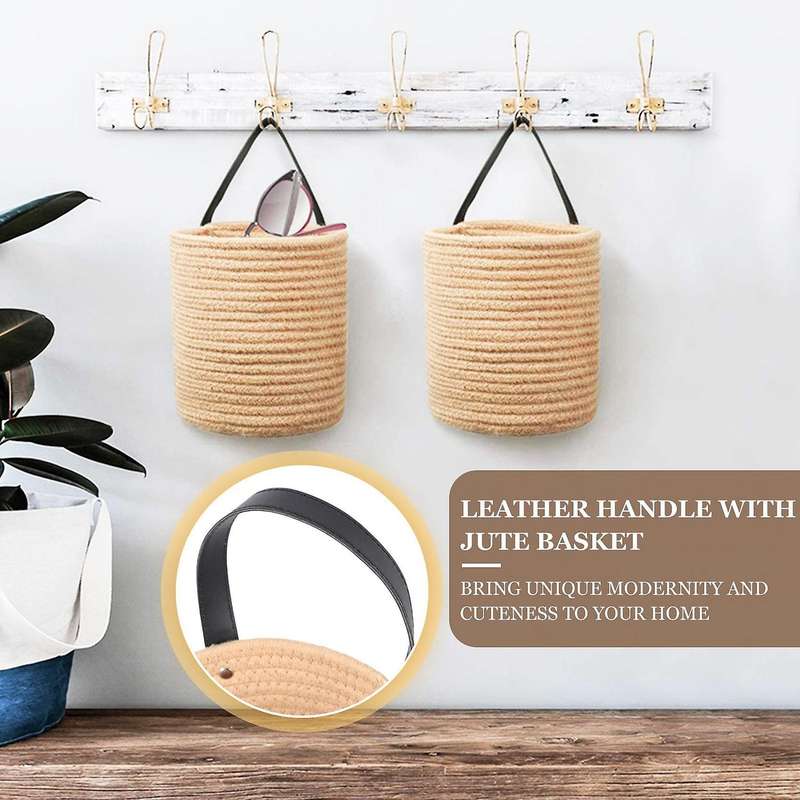 2 Pack Hanging Basket - 7.87 X 7 Inch Small Woven Fern Hanging Basket Flower Plants, Woven Basket