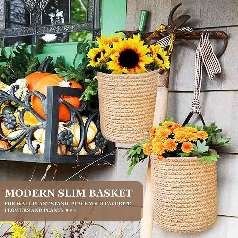 2 Pack Hanging Basket - 7.87 X 7 Inch Small Woven Fern Hanging Basket Flower Plants, Woven Basket