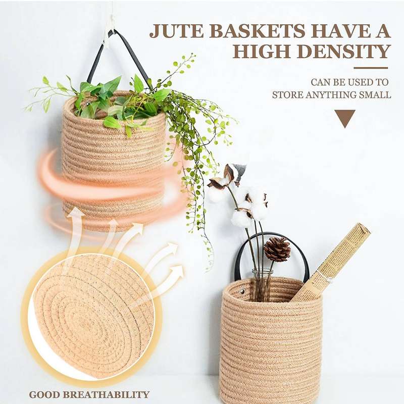 2 Pack Hanging Basket - 7.87 X 7 Inch Small Woven Fern Hanging Basket Flower Plants, Woven Basket