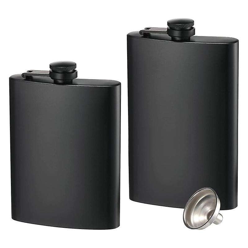 2 Pack Hip Flasks for Liquor, 8 Oz Stainless Steel Leakproof Thin Flasks with Funnel for Men & Wome