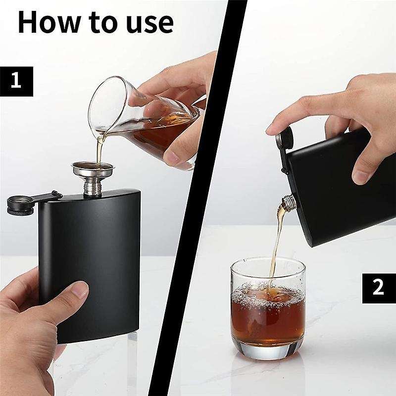 2 Pack Hip Flasks for Liquor, 8 Oz Stainless Steel Leakproof Thin Flasks with Funnel for Men & Wome