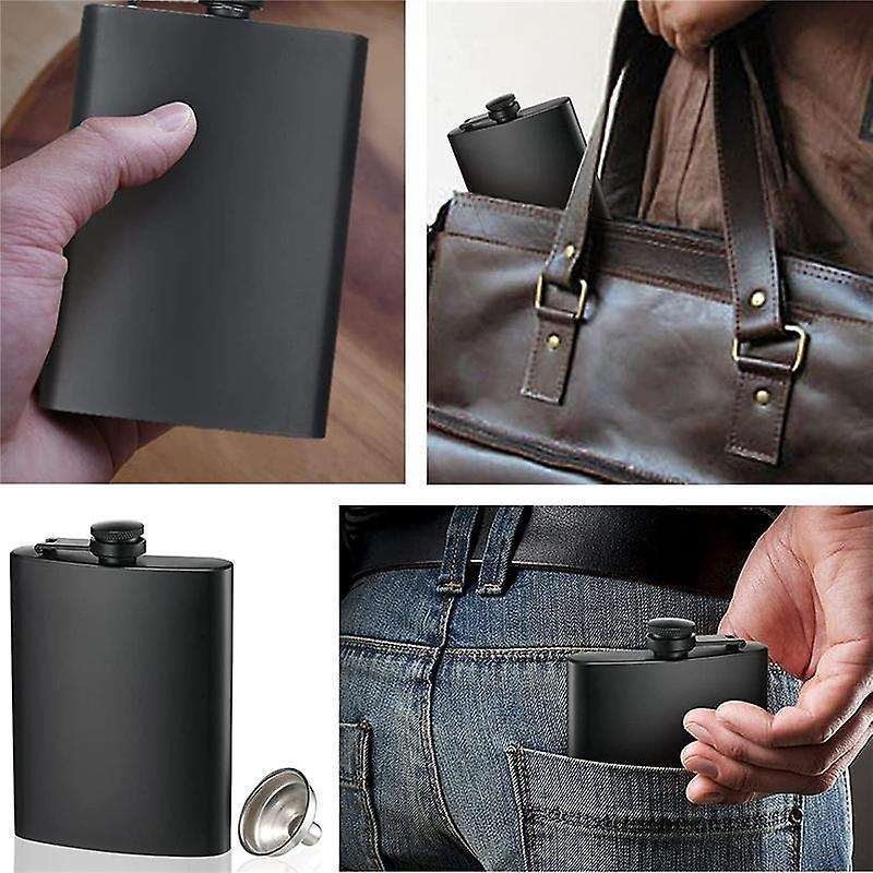 2 Pack Hip Flasks for Liquor, 8 Oz Stainless Steel Leakproof Thin Flasks with Funnel for Men & Wome