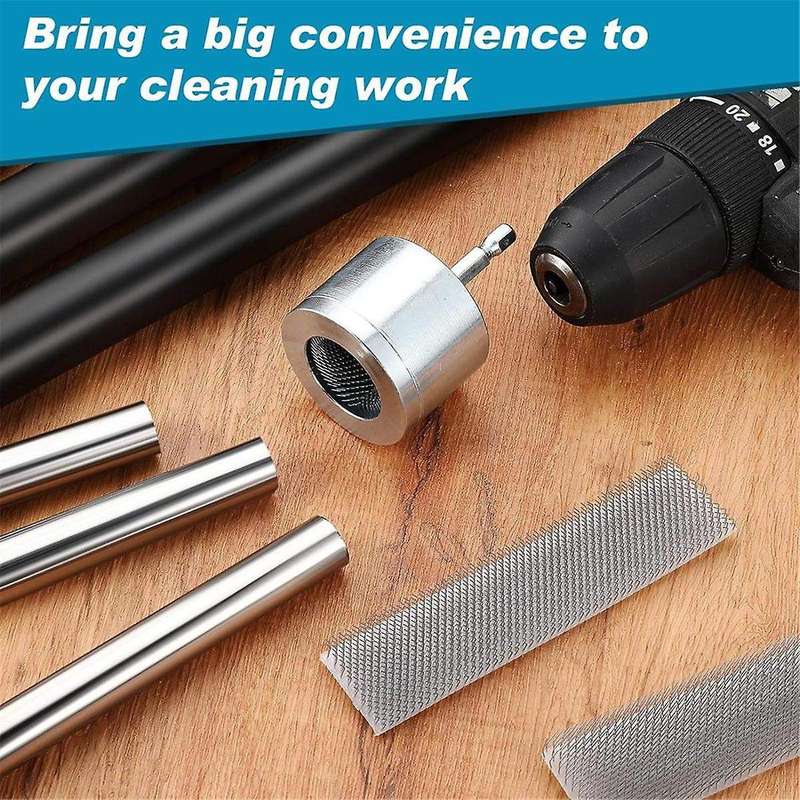 2 Pack Metal Copper Pipe Cleaner with 2 Replaceable Brushes Tube Cleaning Brush for Power Drill (1/2