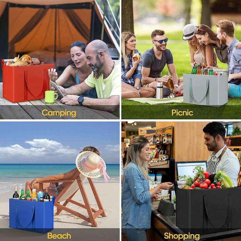 2 Pack Insulated Reusable Grocery Bags, Collapsible Cooler Bag for Groceries, Heavy Duty Insulated
