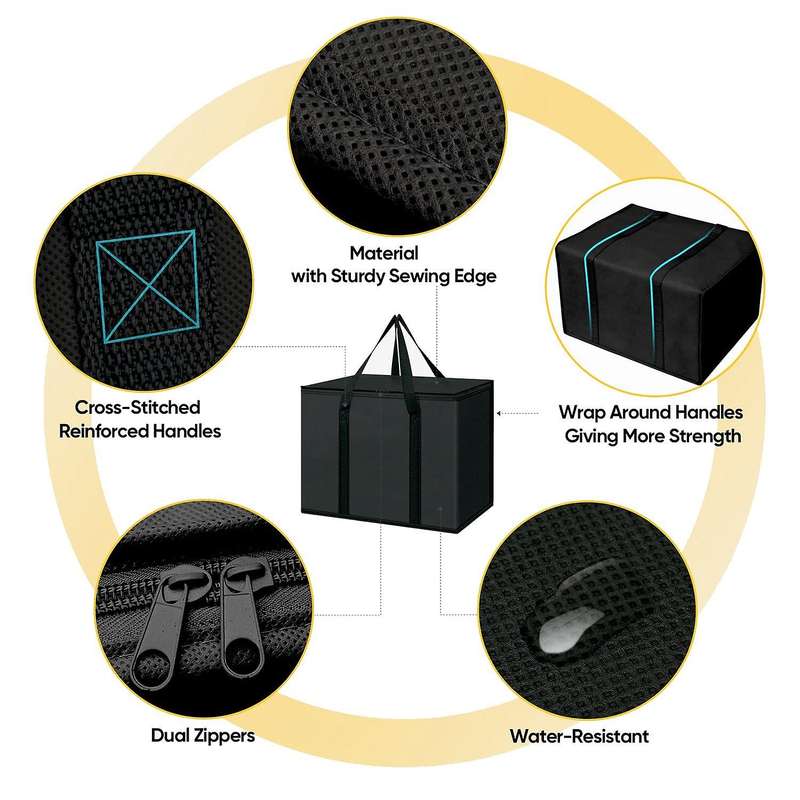 2 Pack Insulated Reusable Grocery Bags, Collapsible Cooler Bag for Groceries, Heavy Duty Insulated