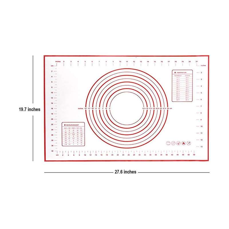 2 Pack Non-stick Silicone Baking Mat Pastry Mat with Measurements Perfect for for Pizza, Cake, Brea