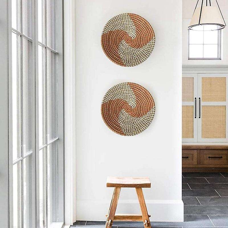 2 Pack Natural Woven Fruit Basket Bowls Handmade Seagrass Decorative Bowl Chic Rustic Boho Decor Wal