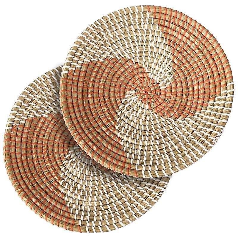 2 Pack Natural Woven Fruit Basket Bowls Handmade Seagrass Decorative Bowl Chic Rustic Boho Decor Wal