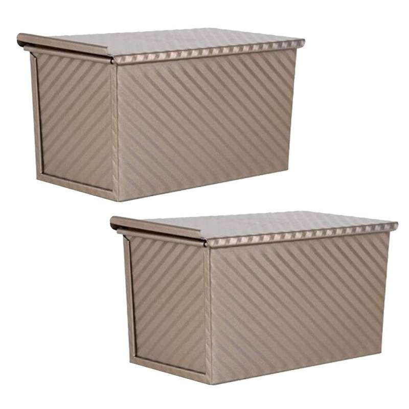 2 Pack Non-Stick Loaf Bread Pan with Lid, Carbon Steel Baking Pan for Homemade Bread, Toast, and Bak