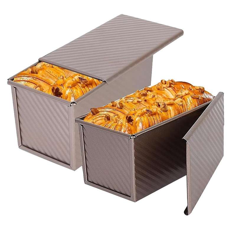 2 Pack Non-Stick Loaf Bread Pan with Lid, Carbon Steel Baking Pan for Homemade Bread, Toast, and Bak