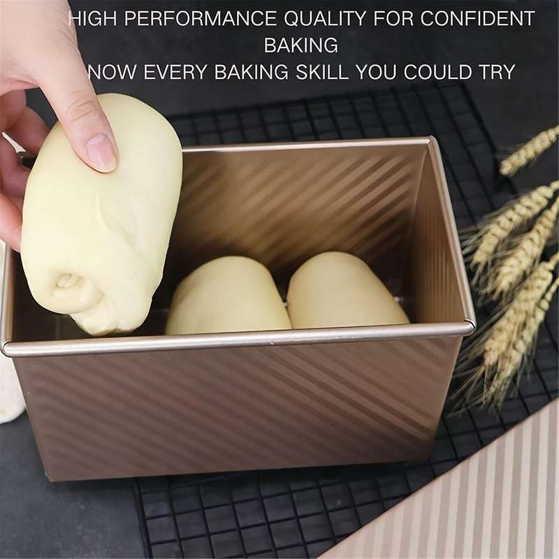 2 Pack Non-Stick Loaf Bread Pan with Lid, Carbon Steel Baking Pan for Homemade Bread, Toast, and Bak