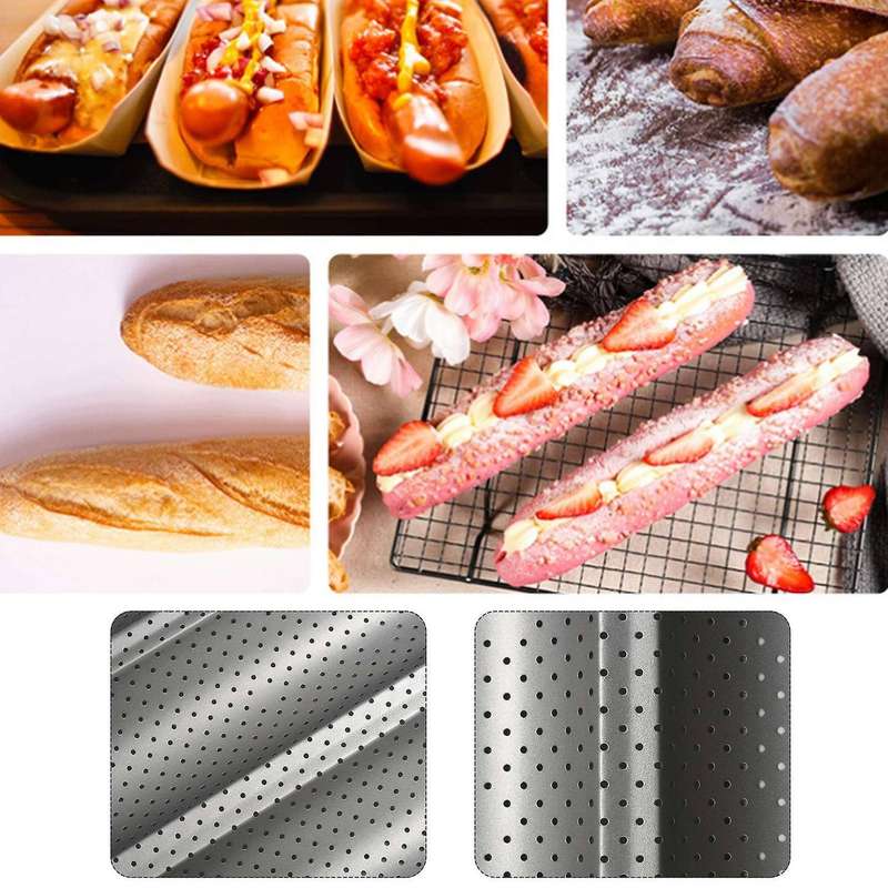 2 Pack Nonstick Perforated ,wave Loaves Loaf Bake Mold,toaster for French Bread Baking
