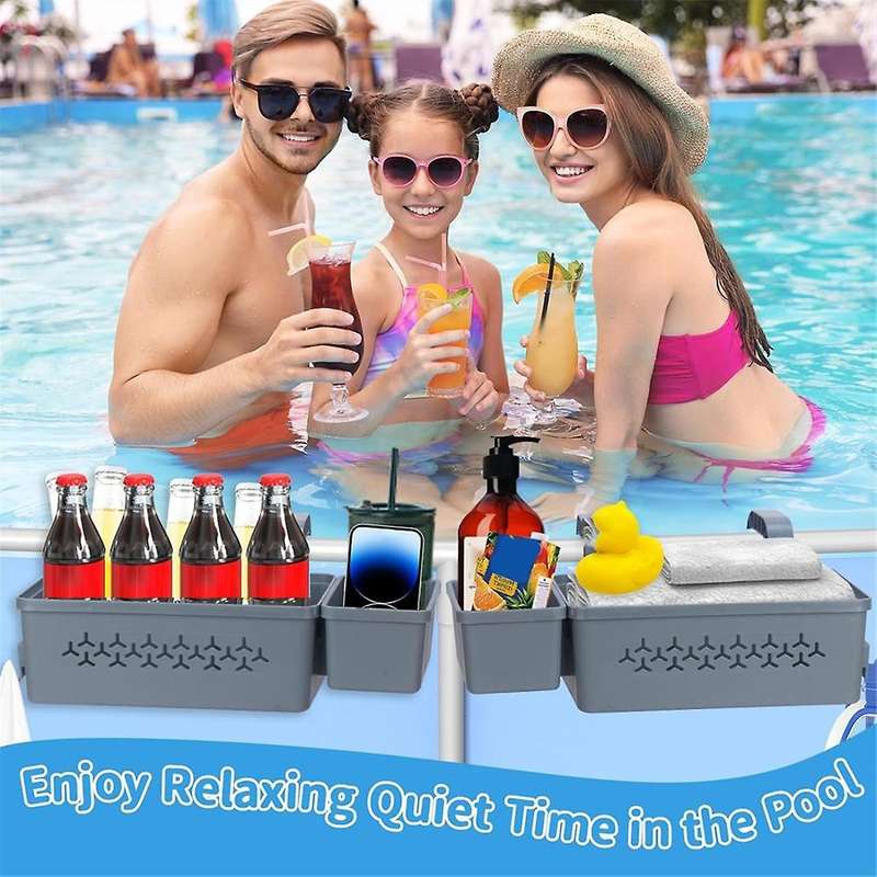 2 Pack Poolside Storage Basket, Pool Cup Holder, Swimming Pool Basket/Storage Containers for Most Fr