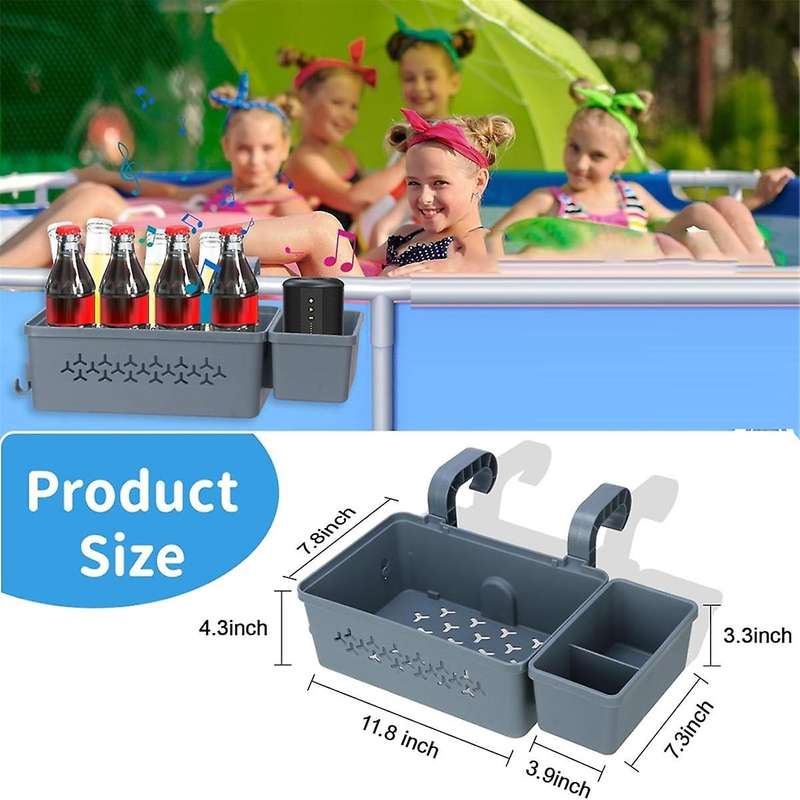 2 Pack Poolside Storage Basket, Pool Cup Holder, Swimming Pool Basket/Storage Containers for Most Fr