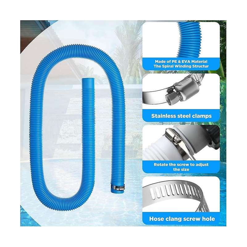 2 Pack Pool Hoses for Above Ground Pools, 1.25in Diameter 59in Long Filter Pump Hose Compatible Wit