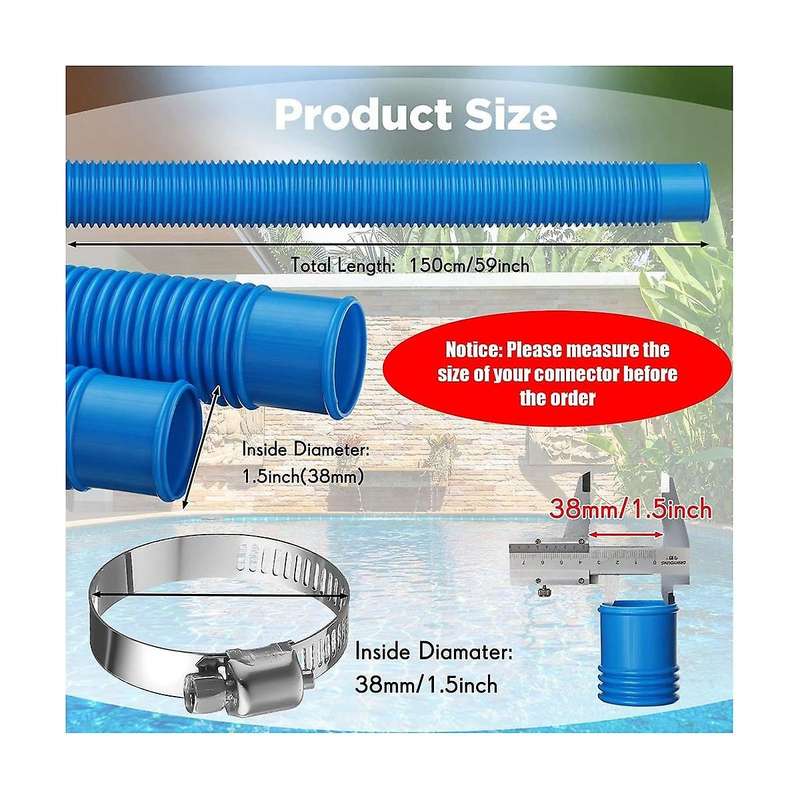 2 Pack Pool Hoses for Above Ground Pools, 1.25in Diameter 59in Long Filter Pump Hose Compatible Wit