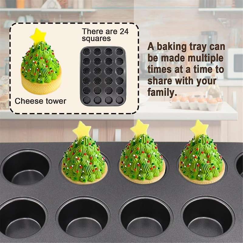 2 Pack Premium Nonstick Bakeware 24-Cup, Mini Muffin Pan, Dishwasher Oven Safe